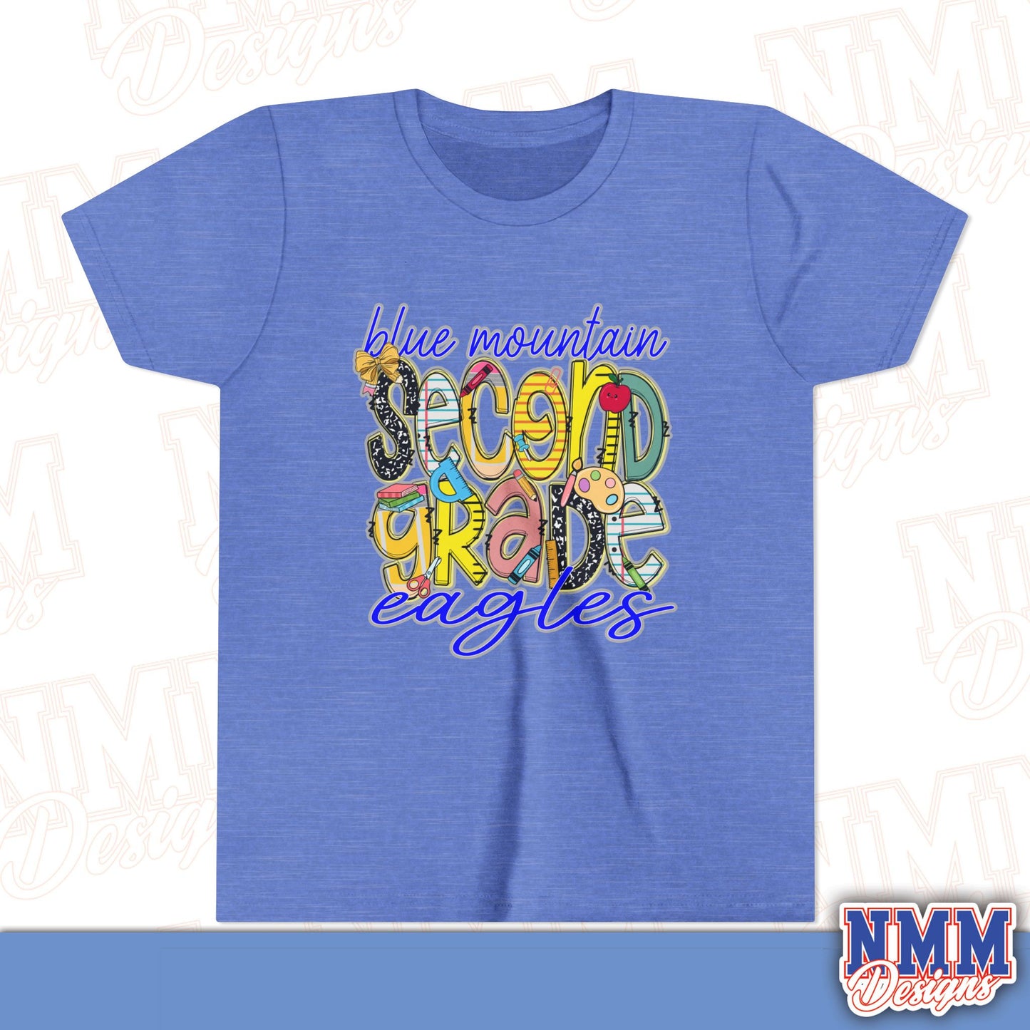 Blue Mountain Eagles Second Grade Youth Shirt, Kids Sportswear, School Spirit Apparel, Back to School