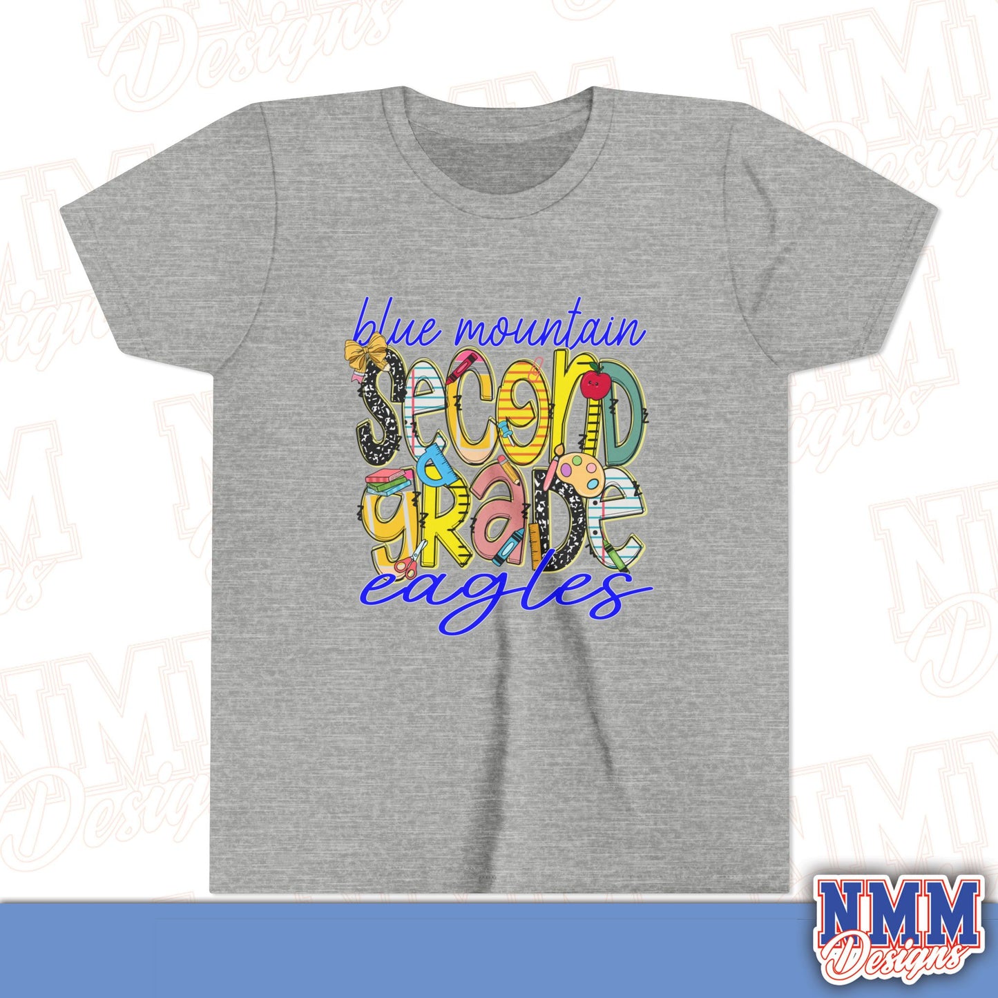 Blue Mountain Eagles Second Grade Youth Shirt, Kids Sportswear, School Spirit Apparel, Back to School