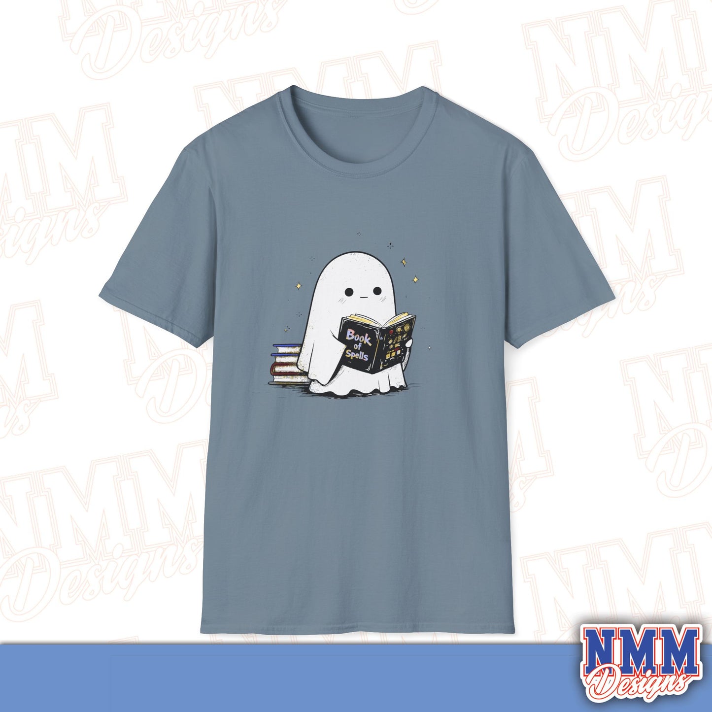Ghost T-Shirt - Cute Ghost Reading a Book of Spells