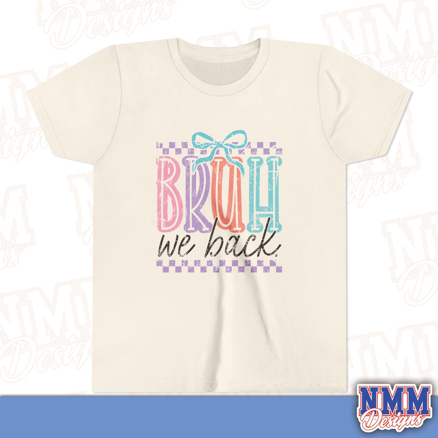Colorful Youth Short Sleeve Tee - 'Bruh We Back' Fun Graphic T-Shirt for Kids, Birthday Gift, Everyday Wear, Summer Vibes, Trendy Apparel