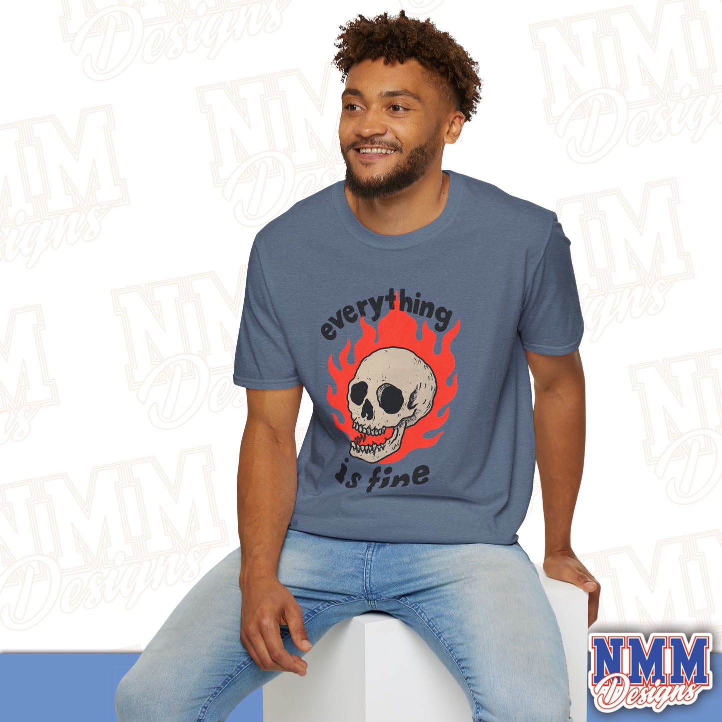 Everything is Fine Skull T-Shirt, Unisex Softstyle Tee, Casual Everyday Shirt, Gift for Skulls Lovers, Alternative Fashion Top