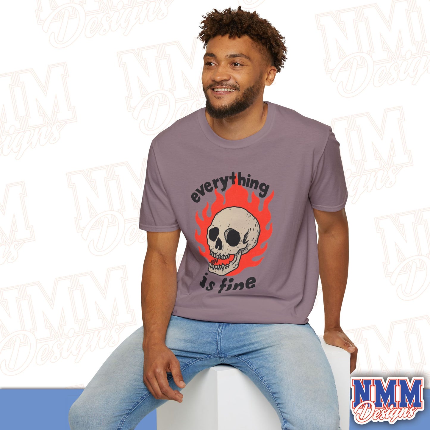 Everything is Fine Skull T-Shirt, Unisex Softstyle Tee, Casual Everyday Shirt, Gift for Skulls Lovers, Alternative Fashion Top