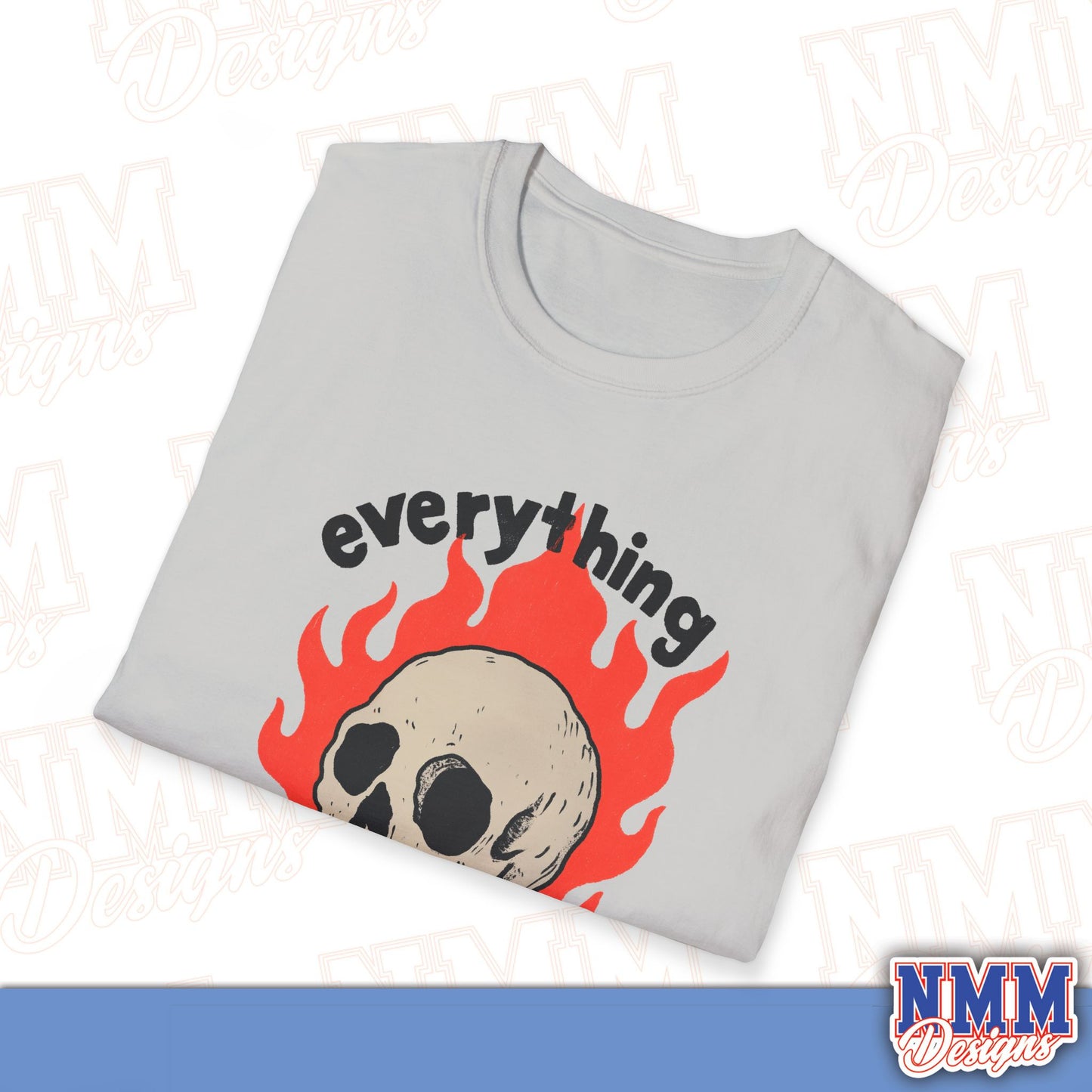 Everything is Fine Skull T-Shirt, Unisex Softstyle Tee, Casual Everyday Shirt, Gift for Skulls Lovers, Alternative Fashion Top
