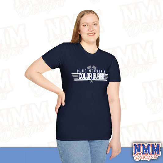 Blue Mountain Color Guard T-Shirt - Sporty Apparel for Team Events, Marching Band, Casual Wear, Dance Team Uniforms, Gifts for Performers