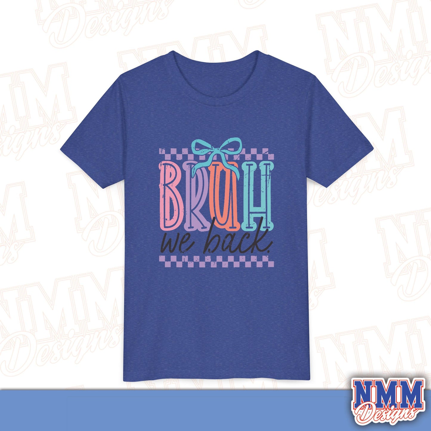 Colorful Youth Short Sleeve Tee - 'Bruh We Back' Fun Graphic T-Shirt for Kids, Birthday Gift, Everyday Wear, Summer Vibes, Trendy Apparel