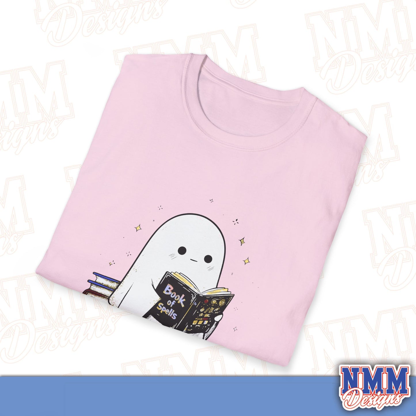 Ghost T-Shirt - Cute Ghost Reading a Book of Spells