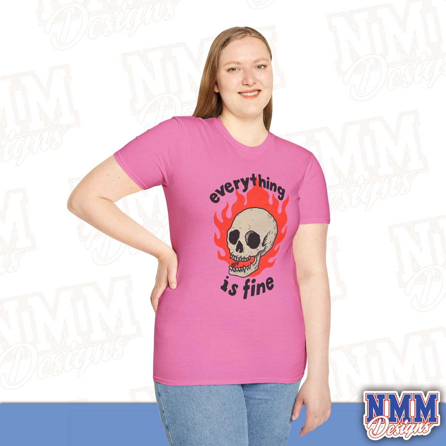 Everything is Fine Skull T-Shirt, Unisex Softstyle Tee, Casual Everyday Shirt, Gift for Skulls Lovers, Alternative Fashion Top