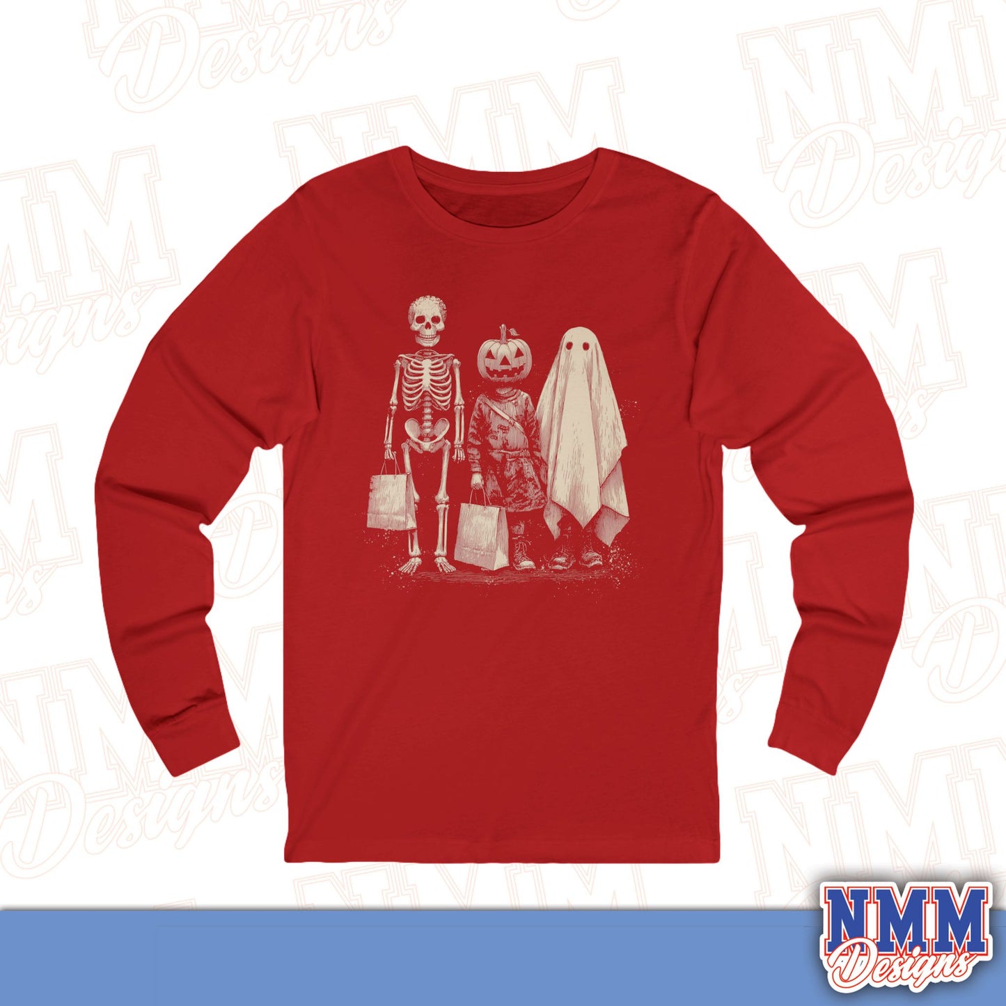 Halloween Graphic Long Sleeve Tee | Spooky Unisex Top, Fall Fashion, Costume, Halloween Party Shirt, Trendy Ghost Design