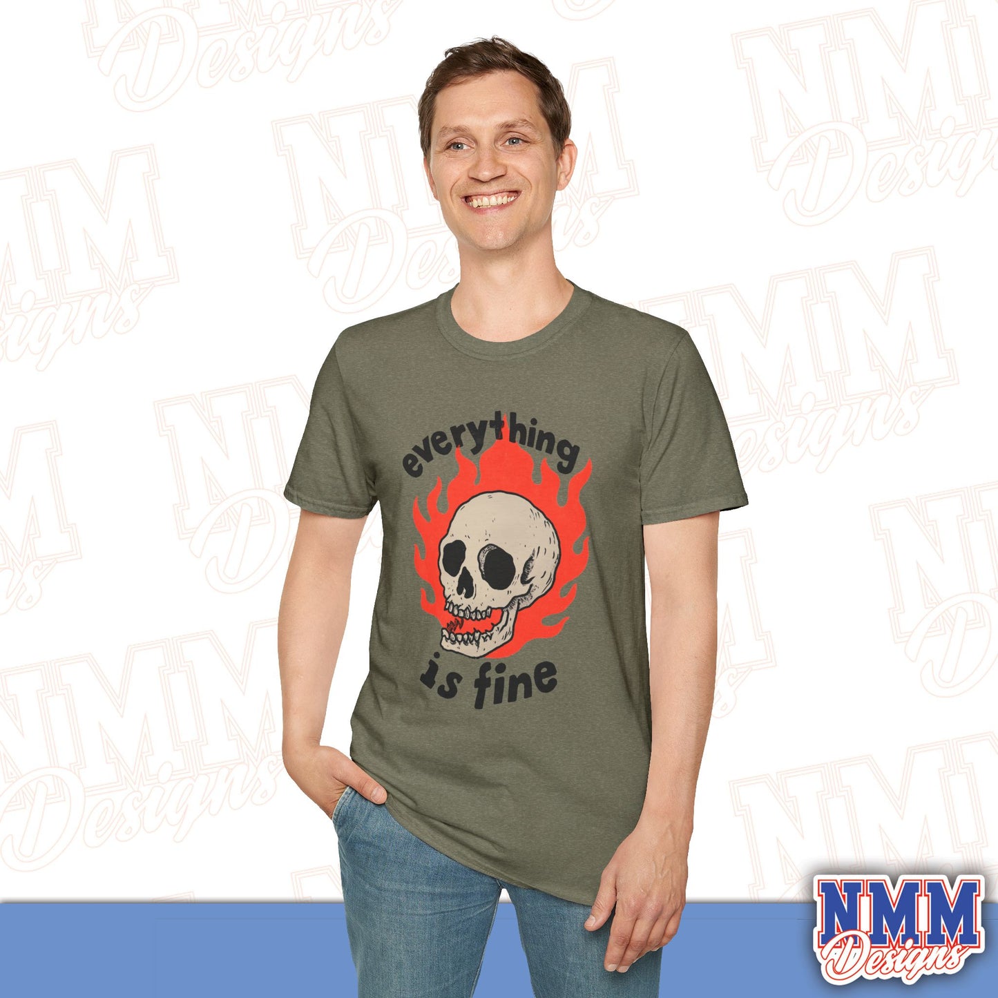 Everything is Fine Skull T-Shirt, Unisex Softstyle Tee, Casual Everyday Shirt, Gift for Skulls Lovers, Alternative Fashion Top