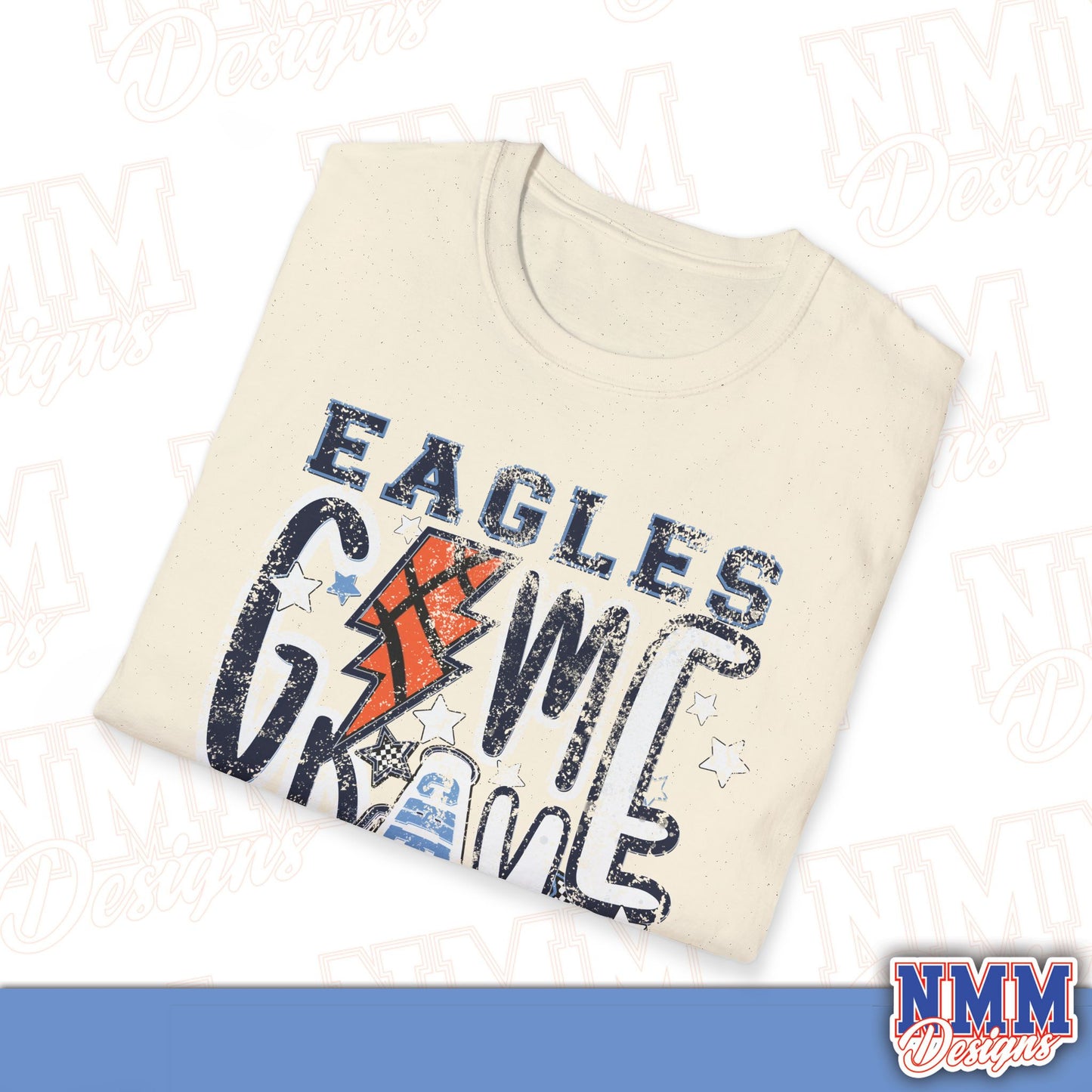 Eagles Game Day T‑Shirt — Vintage Lightning & Football Helmet Fan Tee