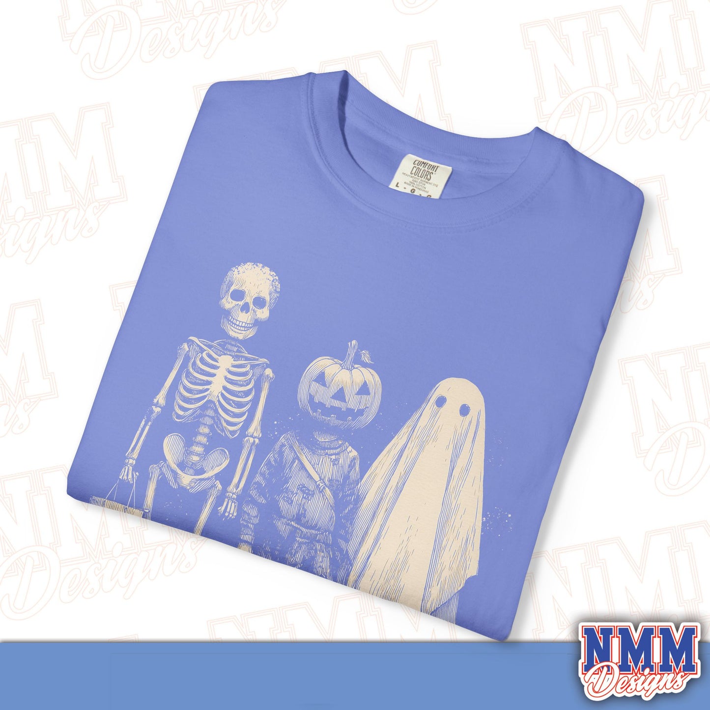 Halloween Skeleton & Ghost T-Shirt - Unisex Garment-Dyed Tee for Spooky Seasonal Celebrations, Fall Festivities, Halloween Parties, [...]