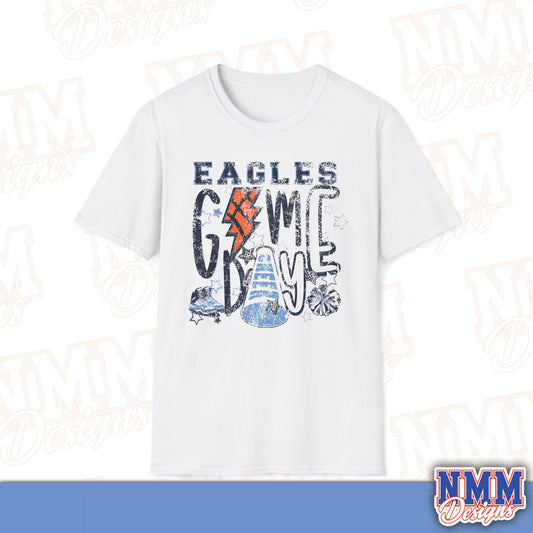 Eagles Game Day T‑Shirt — Vintage Lightning & Football Helmet Fan Tee