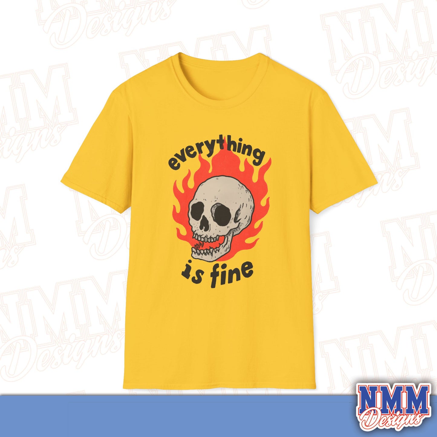 Everything is Fine Skull T-Shirt, Unisex Softstyle Tee, Casual Everyday Shirt, Gift for Skulls Lovers, Alternative Fashion Top