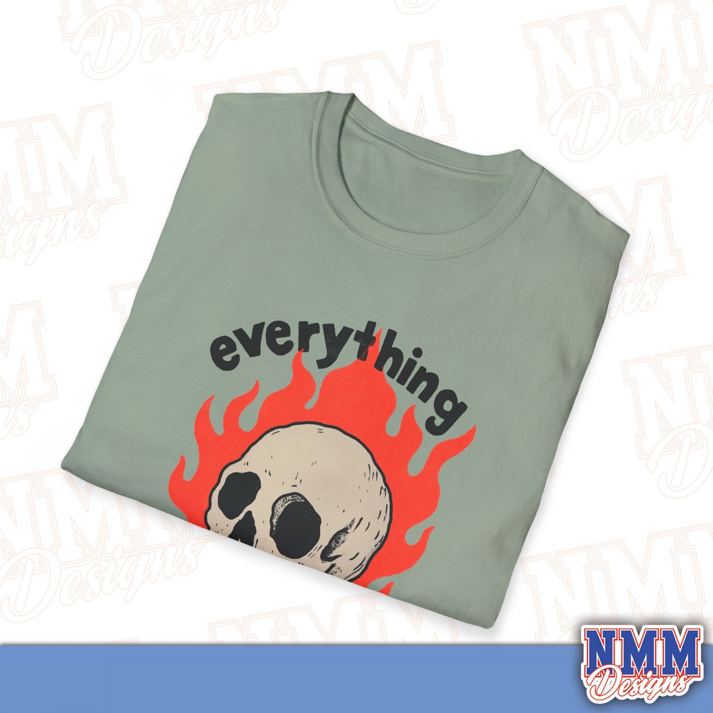 Everything is Fine Skull T-Shirt, Unisex Softstyle Tee, Casual Everyday Shirt, Gift for Skulls Lovers, Alternative Fashion Top