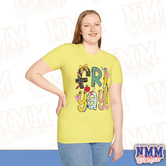 FRI-YAY Unisex Softstyle T-Shirt, Fun Graphic Tee, Weekend Vibe Shirt, Gift for Friends, Casual Wear, Celebration Outfit