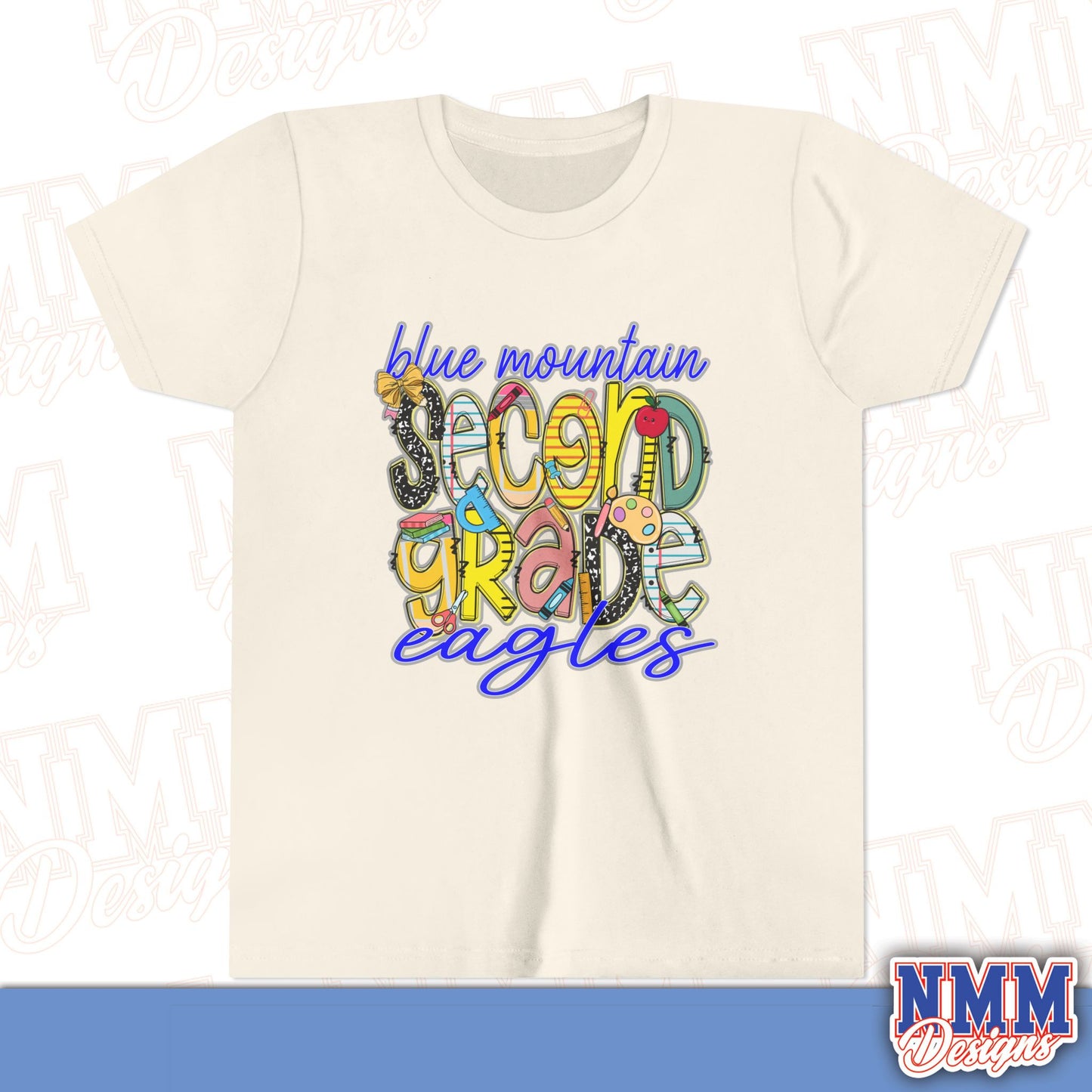 Blue Mountain Eagles Second Grade Youth Shirt, Kids Sportswear, School Spirit Apparel, Back to School