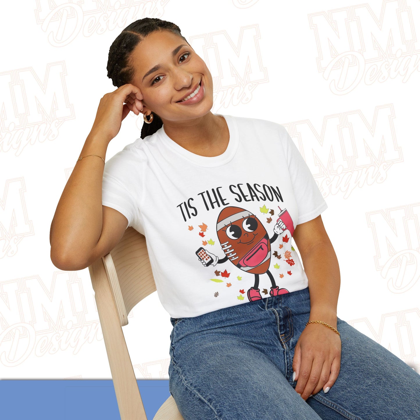 Festive Football T-Shirt, Unisex Softstyle Tee, Perfect for Game Day, Sports Events, Fall Celebrations, Holiday Gatherings, Casual Wear