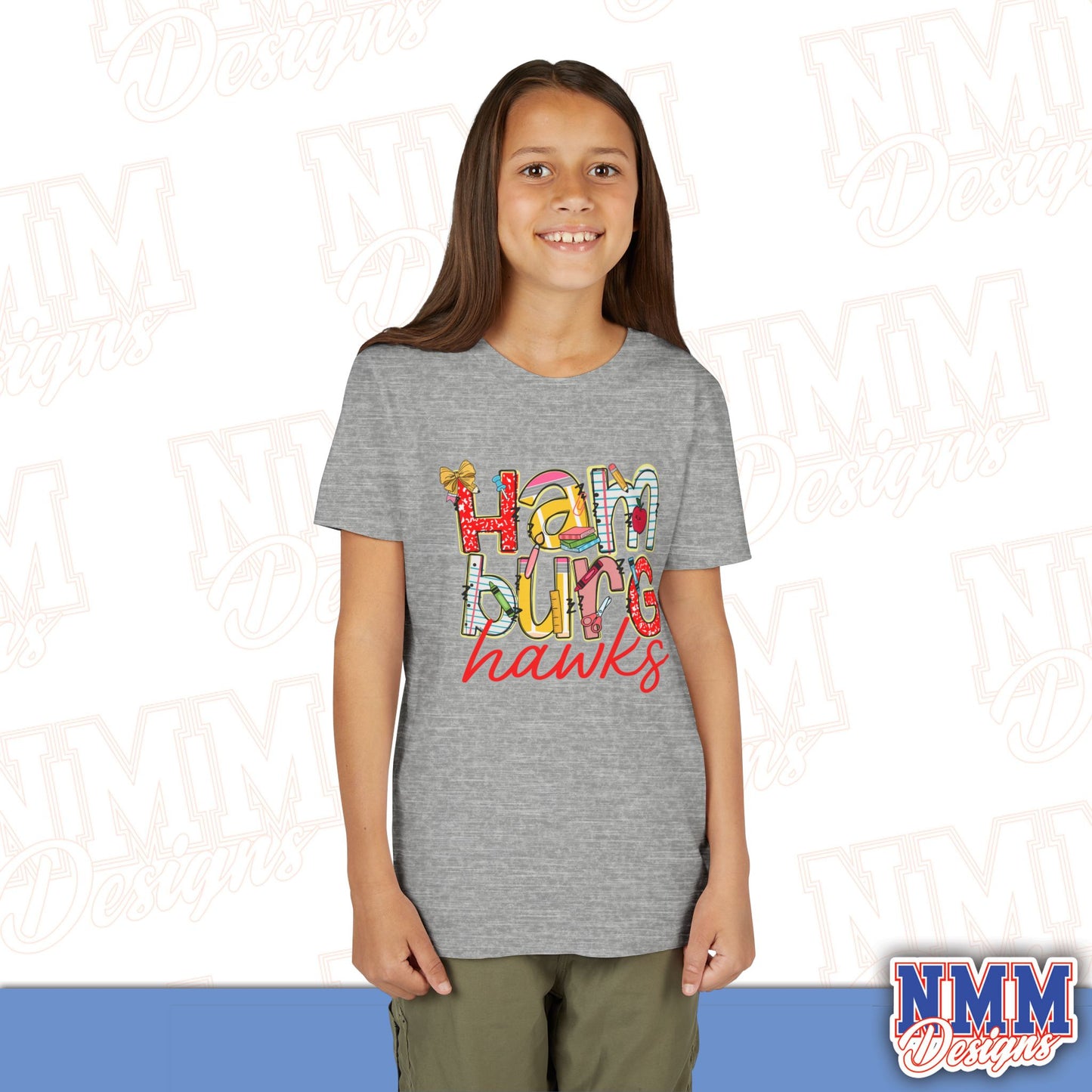 Hamburg Hawks Youth Shirt, Kids Sportswear,School Spirit Apparel, Back to School