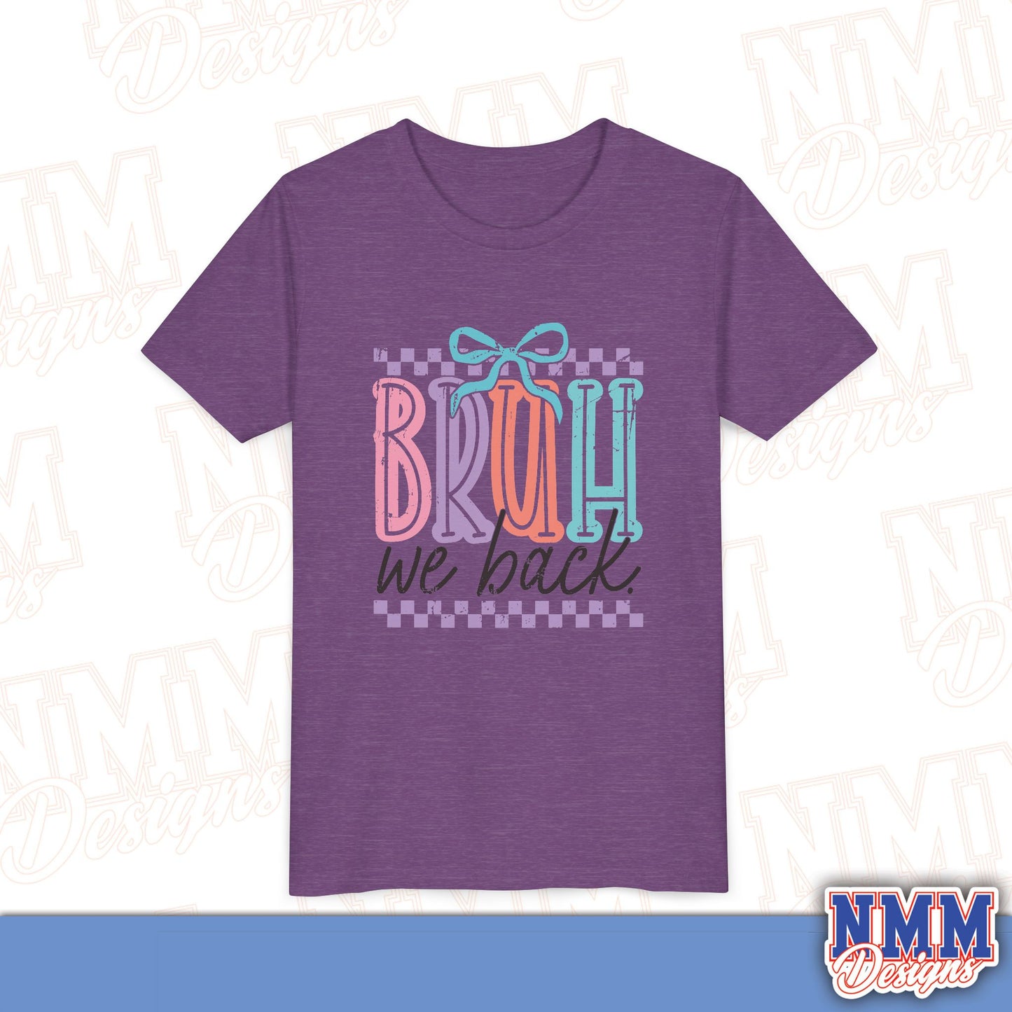 Colorful Youth Short Sleeve Tee - 'Bruh We Back' Fun Graphic T-Shirt for Kids, Birthday Gift, Everyday Wear, Summer Vibes, Trendy Apparel