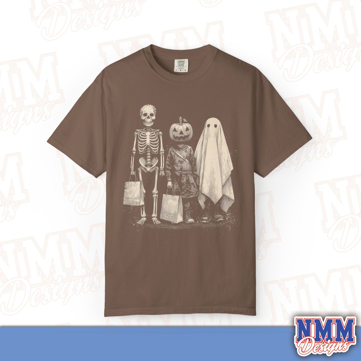 Halloween Skeleton & Ghost T-Shirt - Unisex Garment-Dyed Tee for Spooky Seasonal Celebrations, Fall Festivities, Halloween Parties, [...]