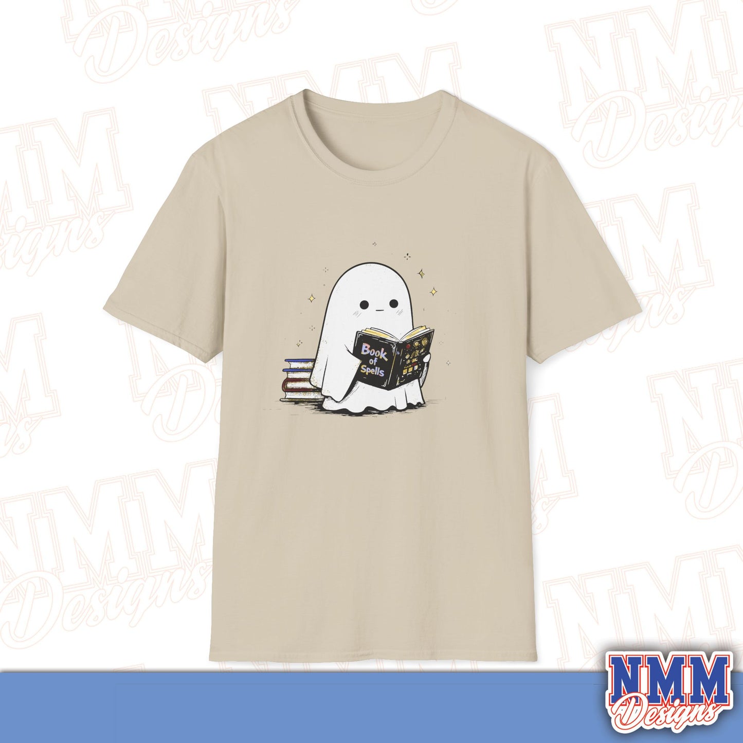 Ghost T-Shirt - Cute Ghost Reading a Book of Spells