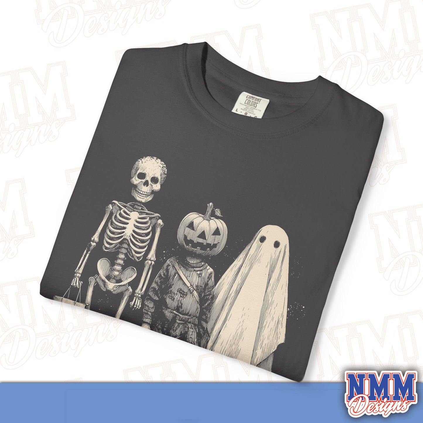 Halloween Skeleton & Ghost T-Shirt - Unisex Garment-Dyed Tee for Spooky Seasonal Celebrations, Fall Festivities, Halloween Parties, [...]