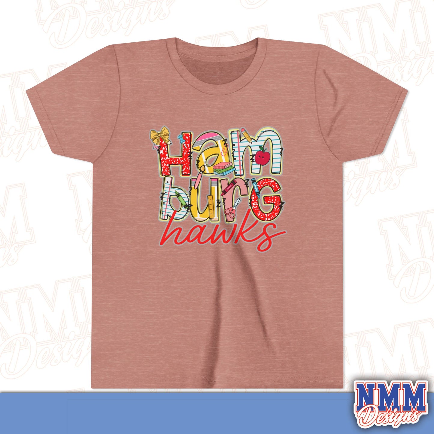 Hamburg Hawks Youth Shirt, Kids Sportswear,School Spirit Apparel, Back to School