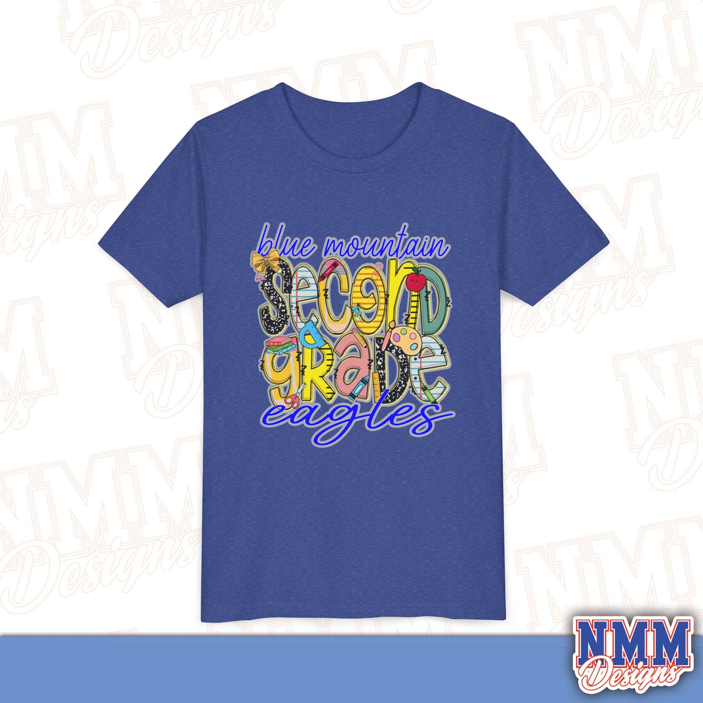 Blue Mountain Eagles Second Grade Youth Shirt, Kids Sportswear, School Spirit Apparel, Back to School