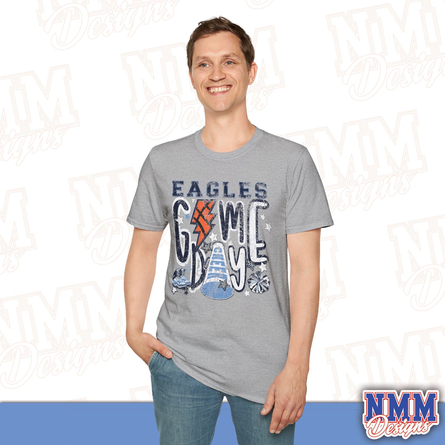 Eagles Game Day T‑Shirt — Vintage Lightning & Football Helmet Fan Tee