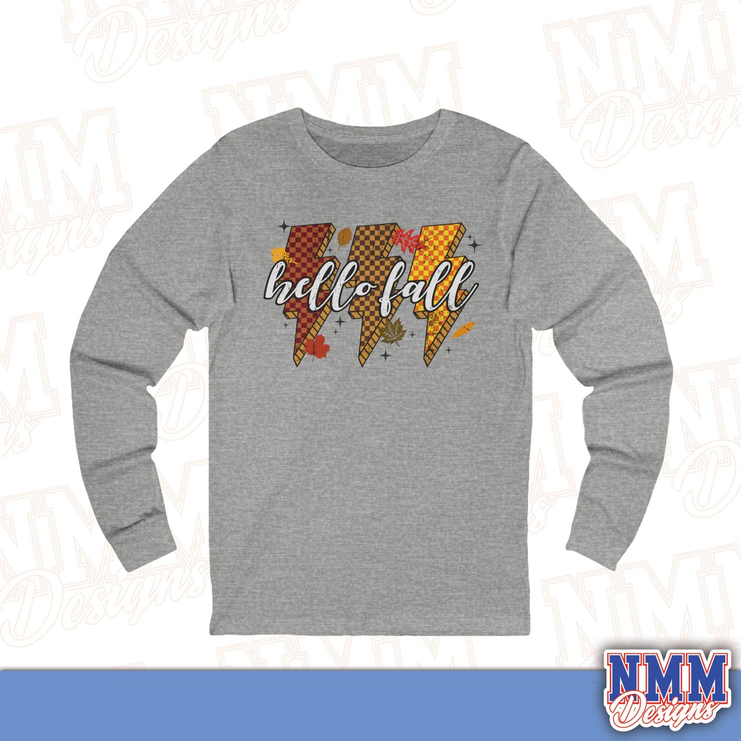 Hello-Fall Unisex Long Sleeve Tee, Cozy Autumn Shirt, Fall Fashion Top, Thanksgiving Gift, Seasonal Layering Tee