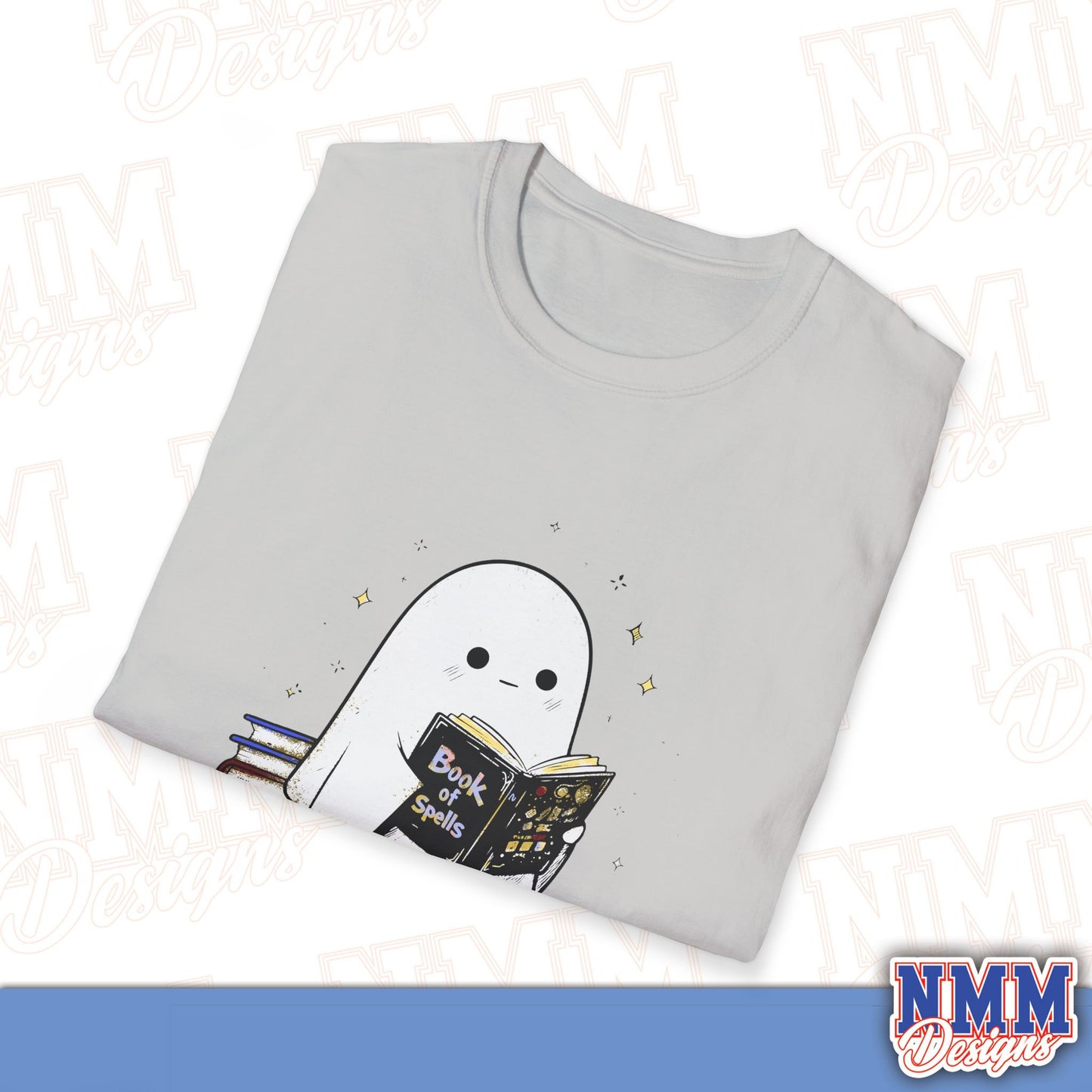 Ghost T-Shirt - Cute Ghost Reading a Book of Spells