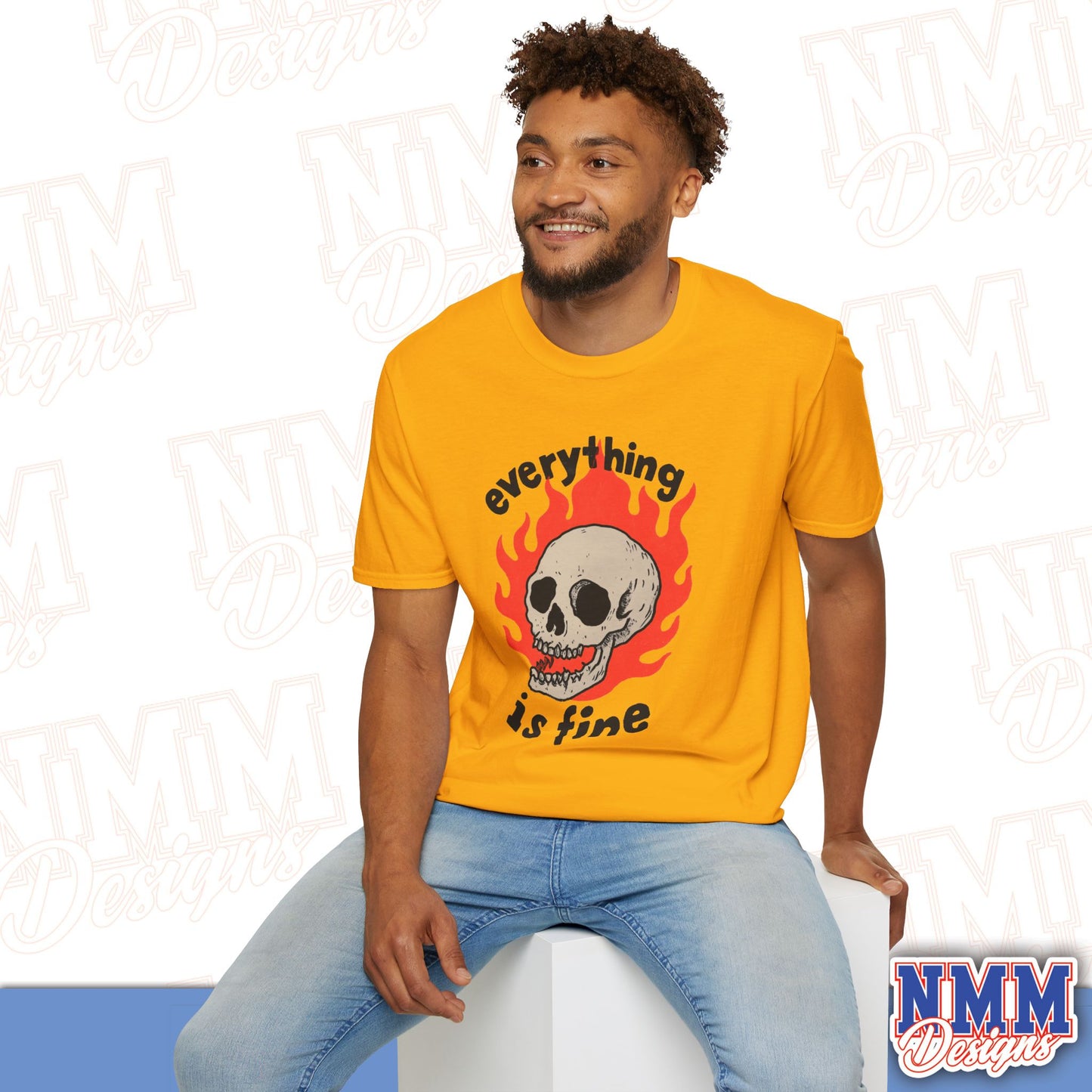 Everything is Fine Skull T-Shirt, Unisex Softstyle Tee, Casual Everyday Shirt, Gift for Skulls Lovers, Alternative Fashion Top