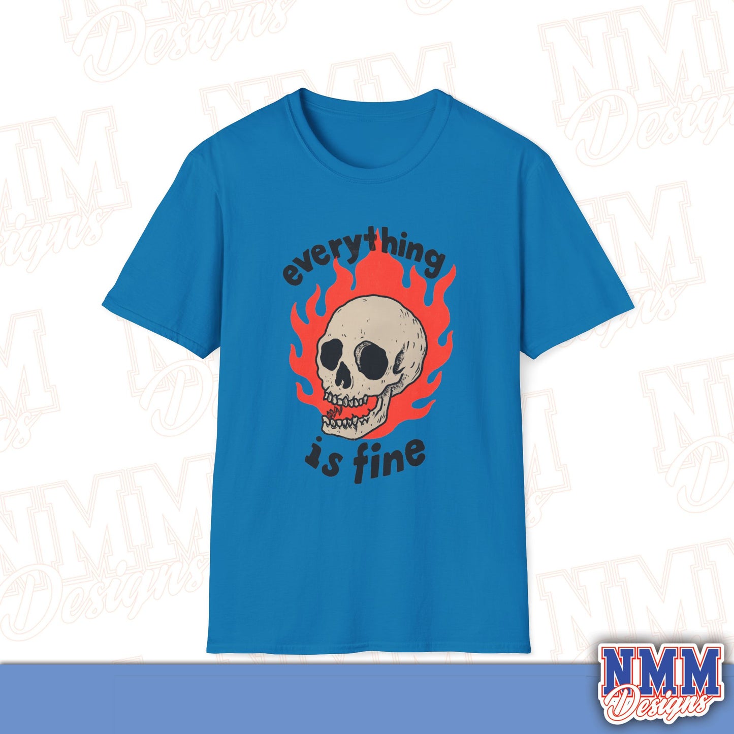 Everything is Fine Skull T-Shirt, Unisex Softstyle Tee, Casual Everyday Shirt, Gift for Skulls Lovers, Alternative Fashion Top
