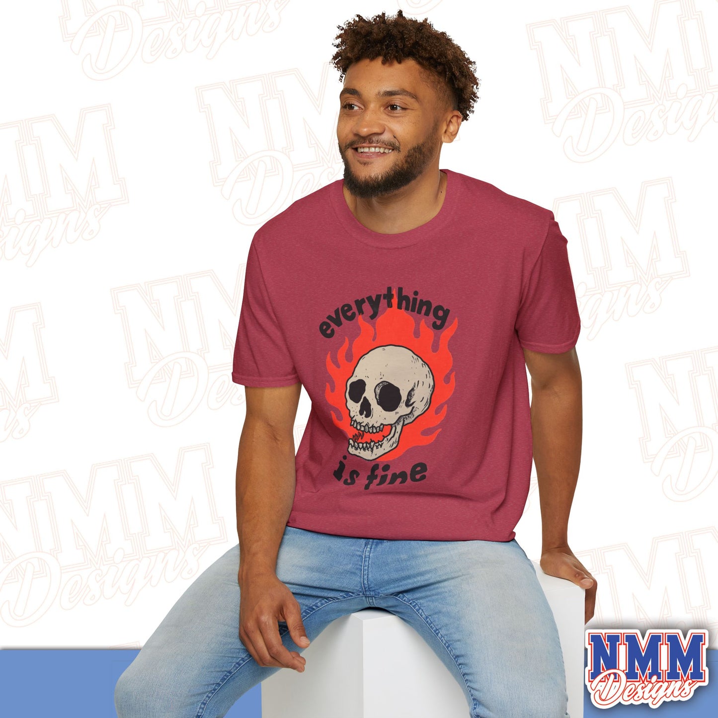 Everything is Fine Skull T-Shirt, Unisex Softstyle Tee, Casual Everyday Shirt, Gift for Skulls Lovers, Alternative Fashion Top