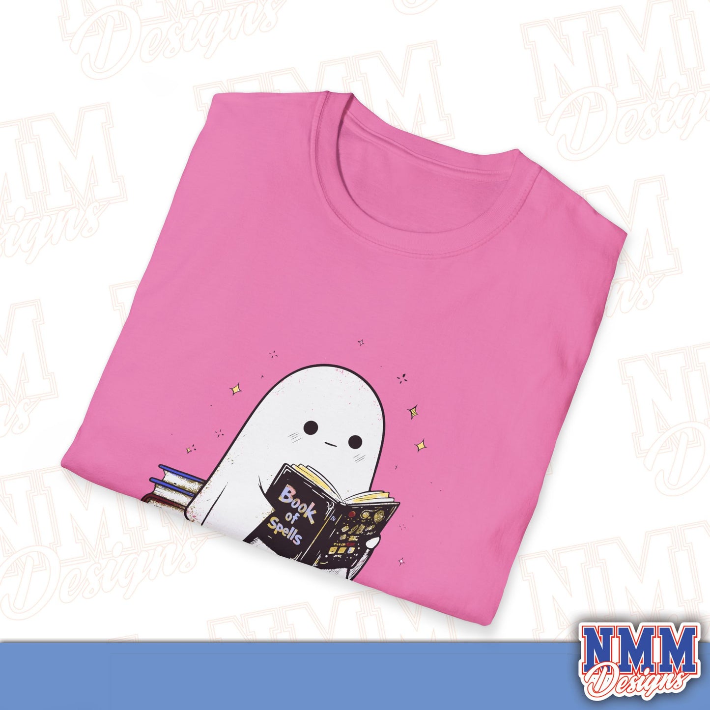 Ghost T-Shirt - Cute Ghost Reading a Book of Spells