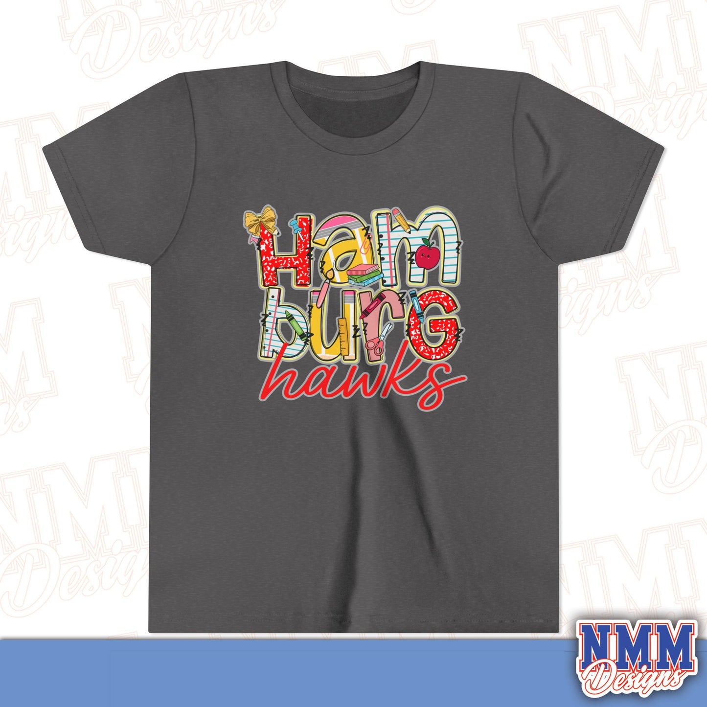 Hamburg Hawks Youth Shirt, Kids Sportswear,School Spirit Apparel, Back to School