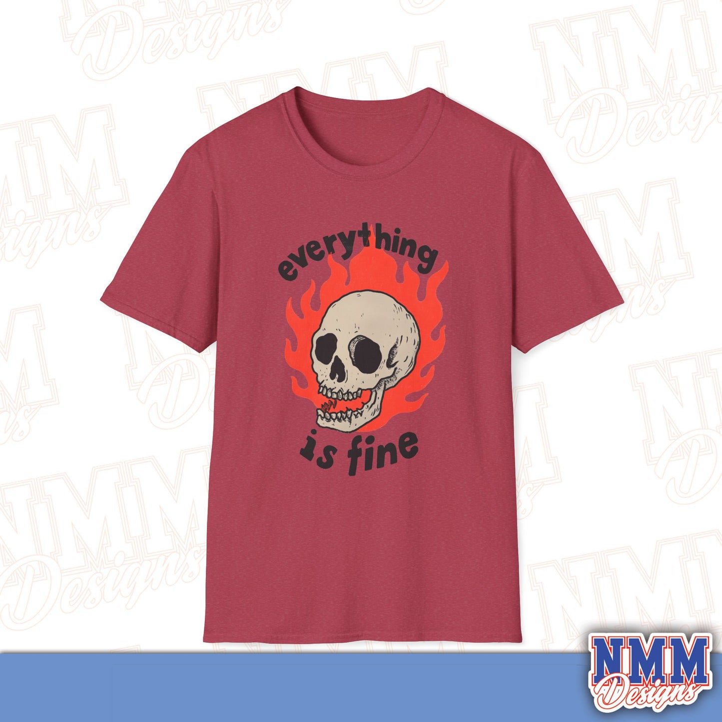 Everything is Fine Skull T-Shirt, Unisex Softstyle Tee, Casual Everyday Shirt, Gift for Skulls Lovers, Alternative Fashion Top