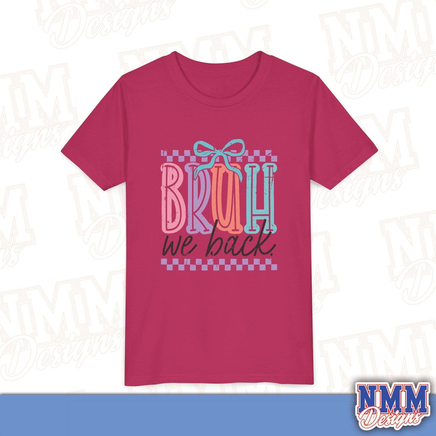 Colorful Youth Short Sleeve Tee - 'Bruh We Back' Fun Graphic T-Shirt for Kids, Birthday Gift, Everyday Wear, Summer Vibes, Trendy Apparel