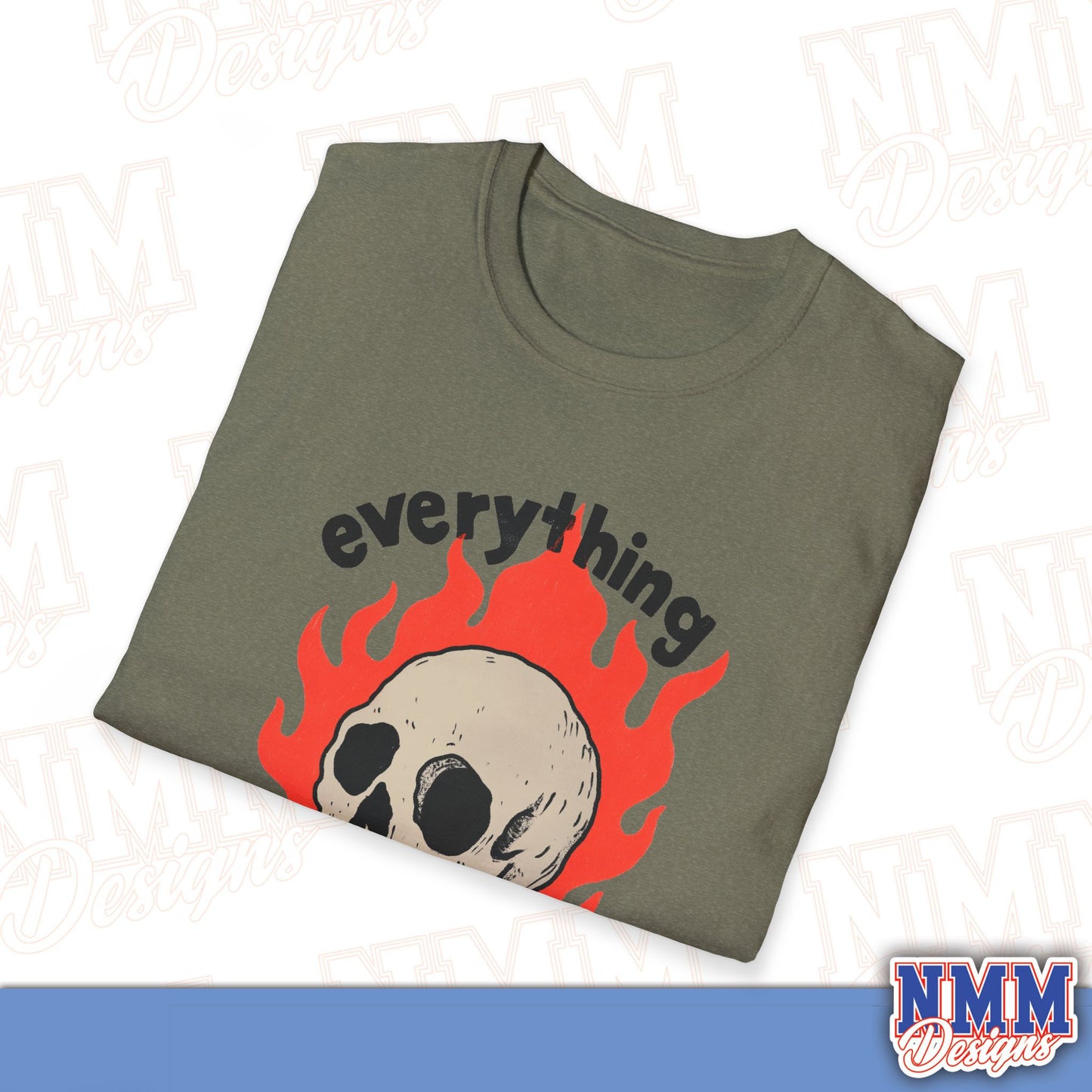 Everything is Fine Skull T-Shirt, Unisex Softstyle Tee, Casual Everyday Shirt, Gift for Skulls Lovers, Alternative Fashion Top