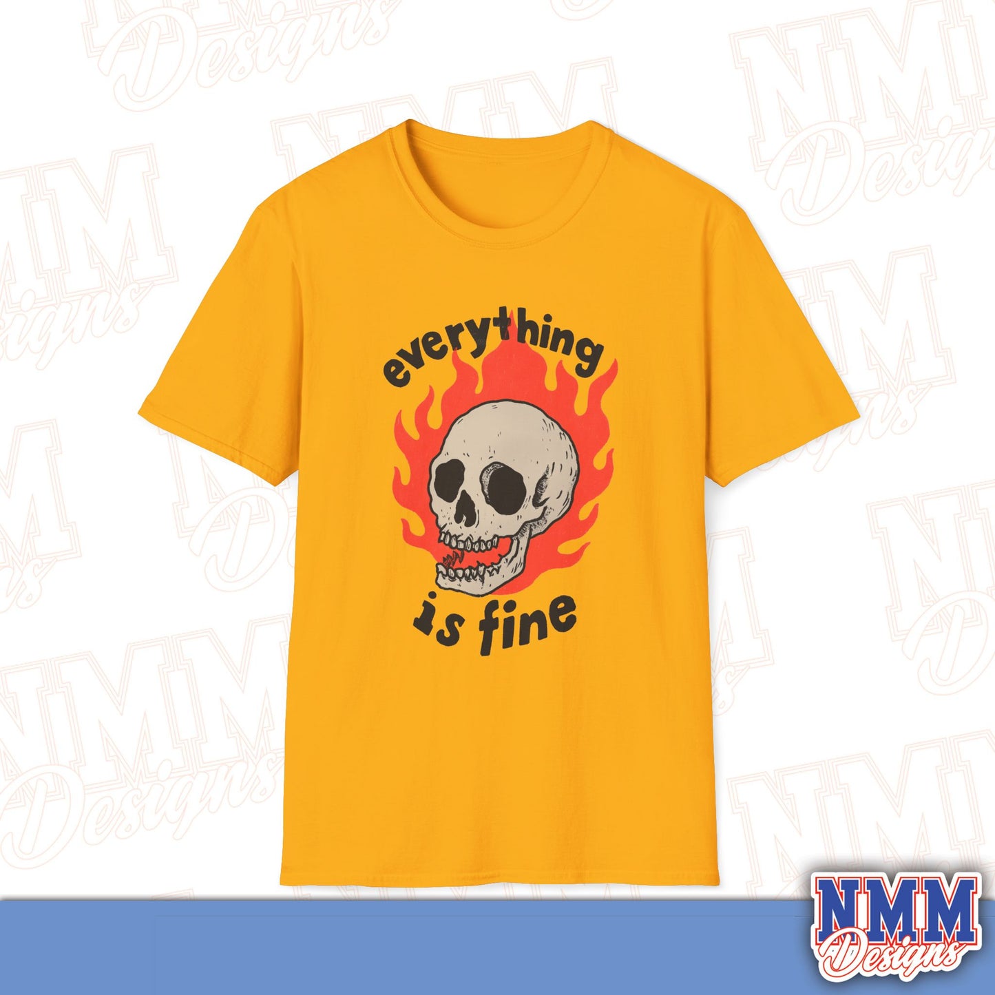Everything is Fine Skull T-Shirt, Unisex Softstyle Tee, Casual Everyday Shirt, Gift for Skulls Lovers, Alternative Fashion Top