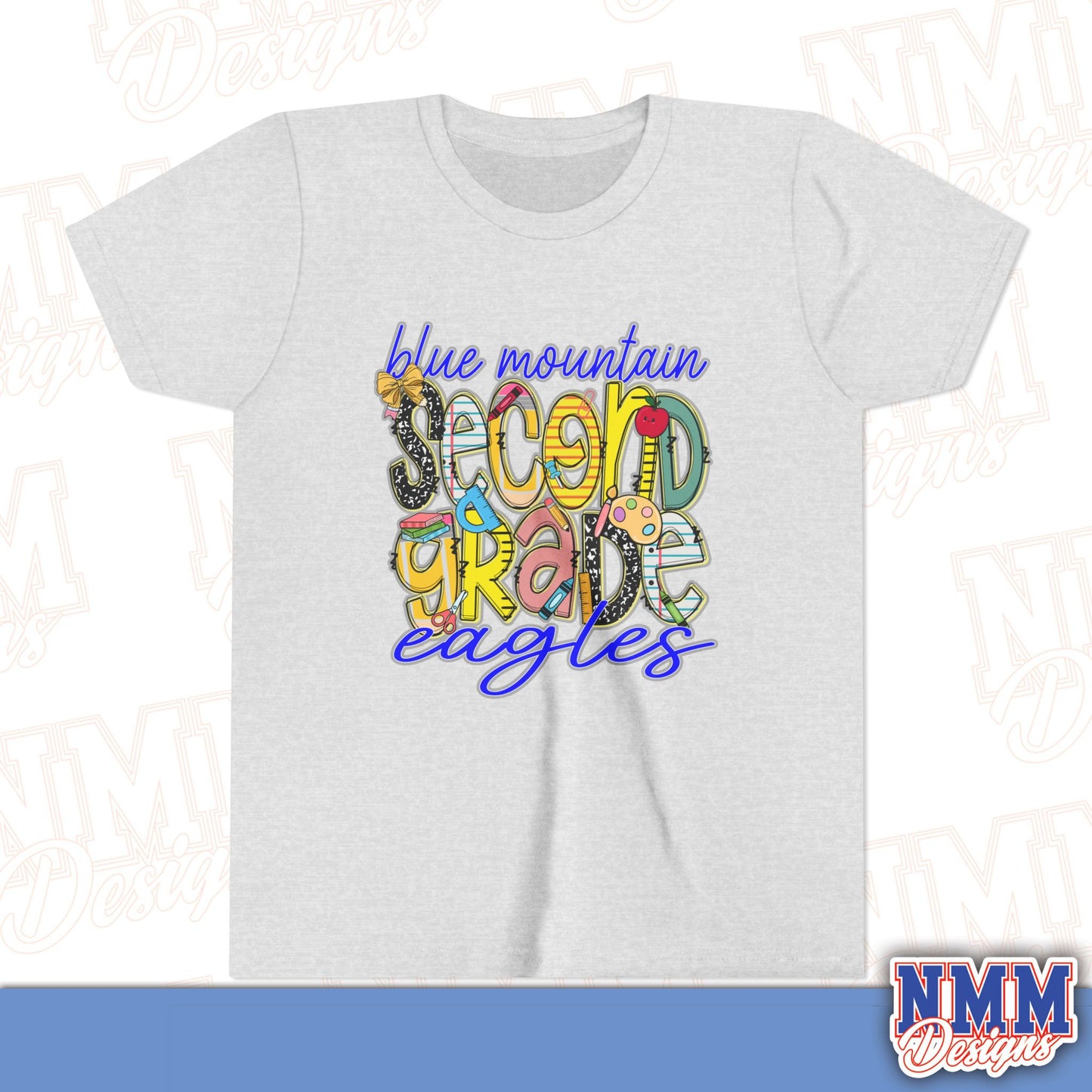 Blue Mountain Eagles Second Grade Youth Shirt, Kids Sportswear, School Spirit Apparel, Back to School