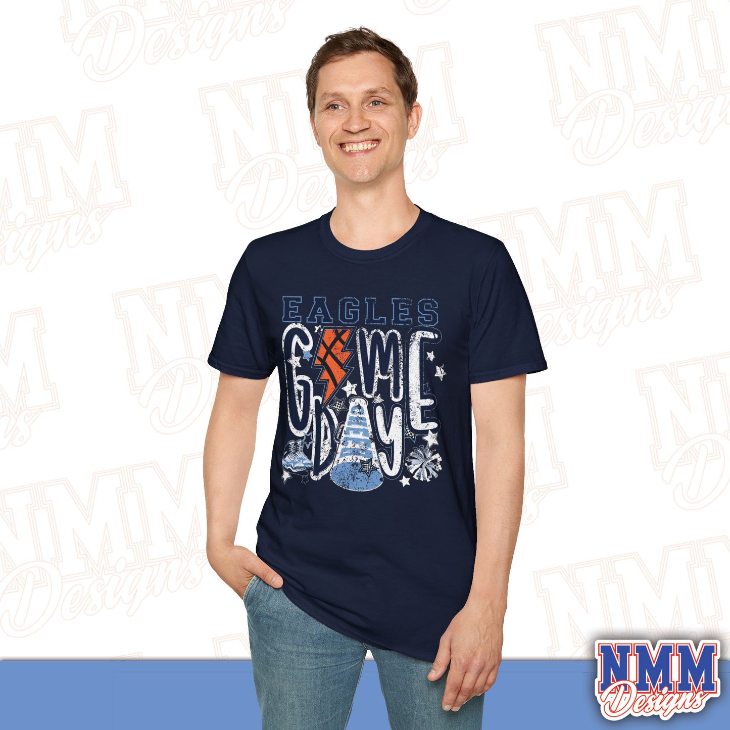 Eagles Game Day T‑Shirt — Vintage Lightning & Football Helmet Fan Tee