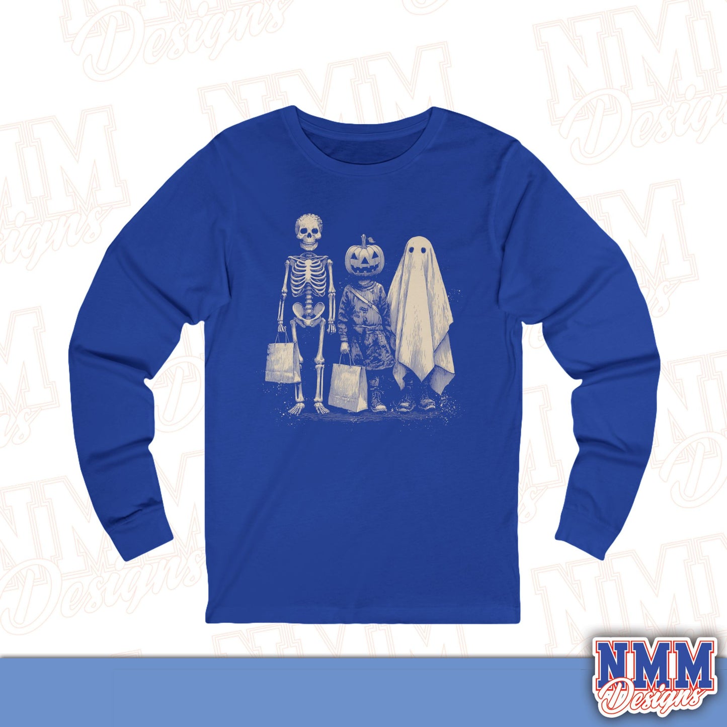 Halloween Graphic Long Sleeve Tee | Spooky Unisex Top, Fall Fashion, Costume, Halloween Party Shirt, Trendy Ghost Design