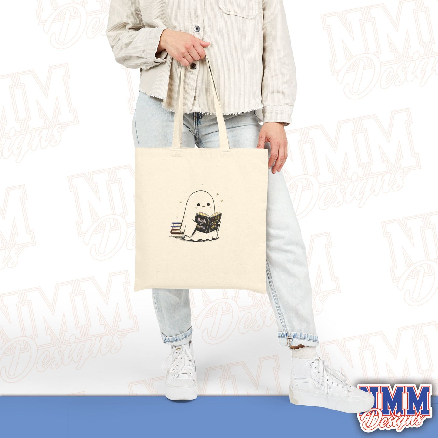 Ghost Canvas Tote Bag with Book of Spells