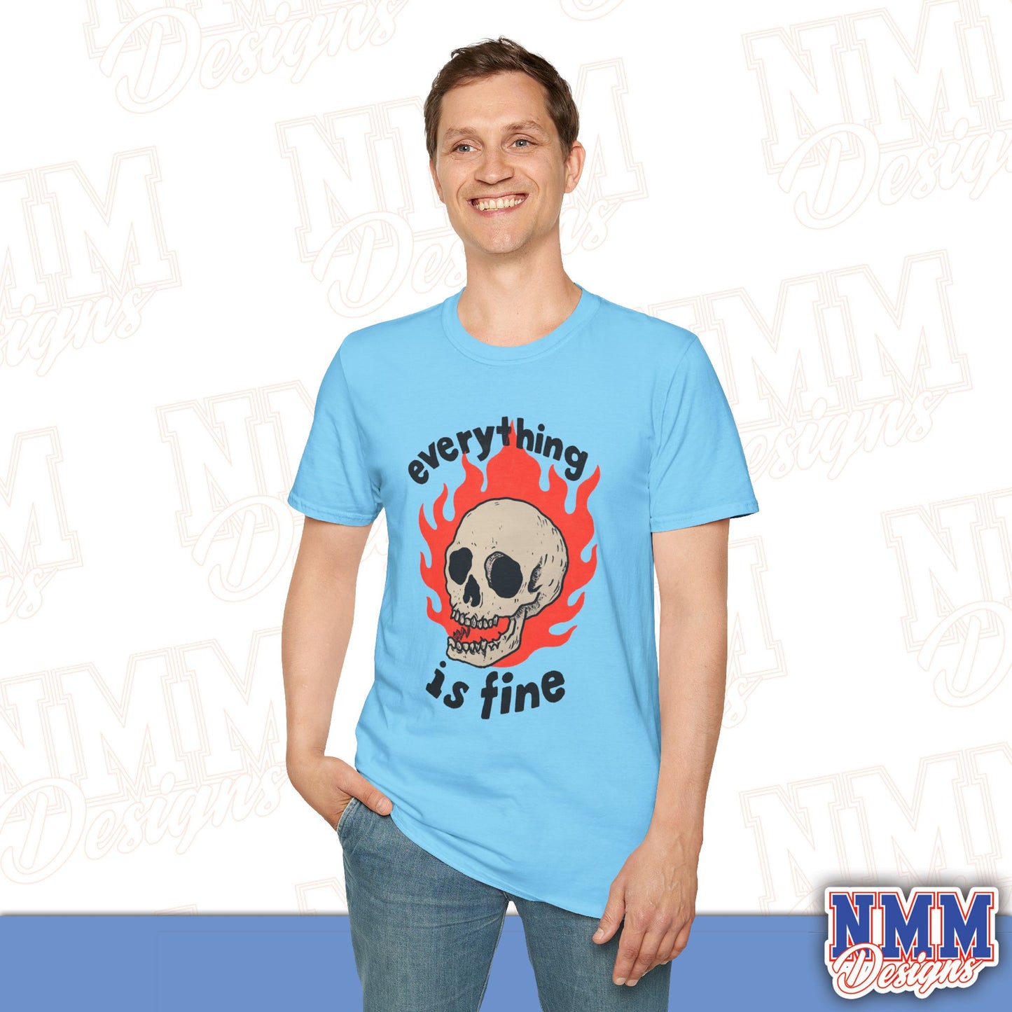 Everything is Fine Skull T-Shirt, Unisex Softstyle Tee, Casual Everyday Shirt, Gift for Skulls Lovers, Alternative Fashion Top