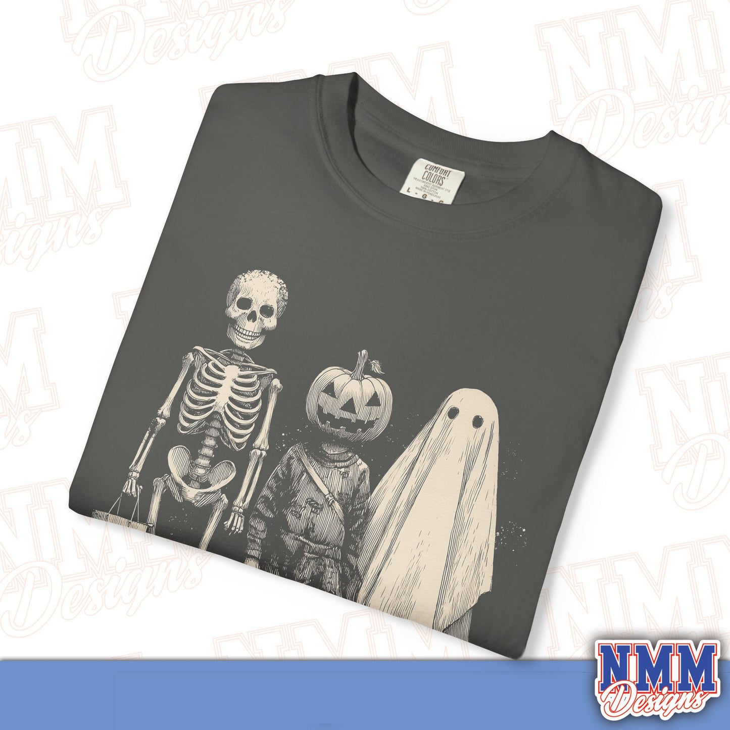 Halloween Skeleton & Ghost T-Shirt - Unisex Garment-Dyed Tee for Spooky Seasonal Celebrations, Fall Festivities, Halloween Parties, [...]