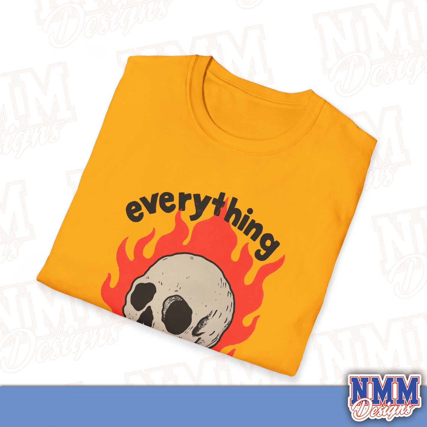 Everything is Fine Skull T-Shirt, Unisex Softstyle Tee, Casual Everyday Shirt, Gift for Skulls Lovers, Alternative Fashion Top