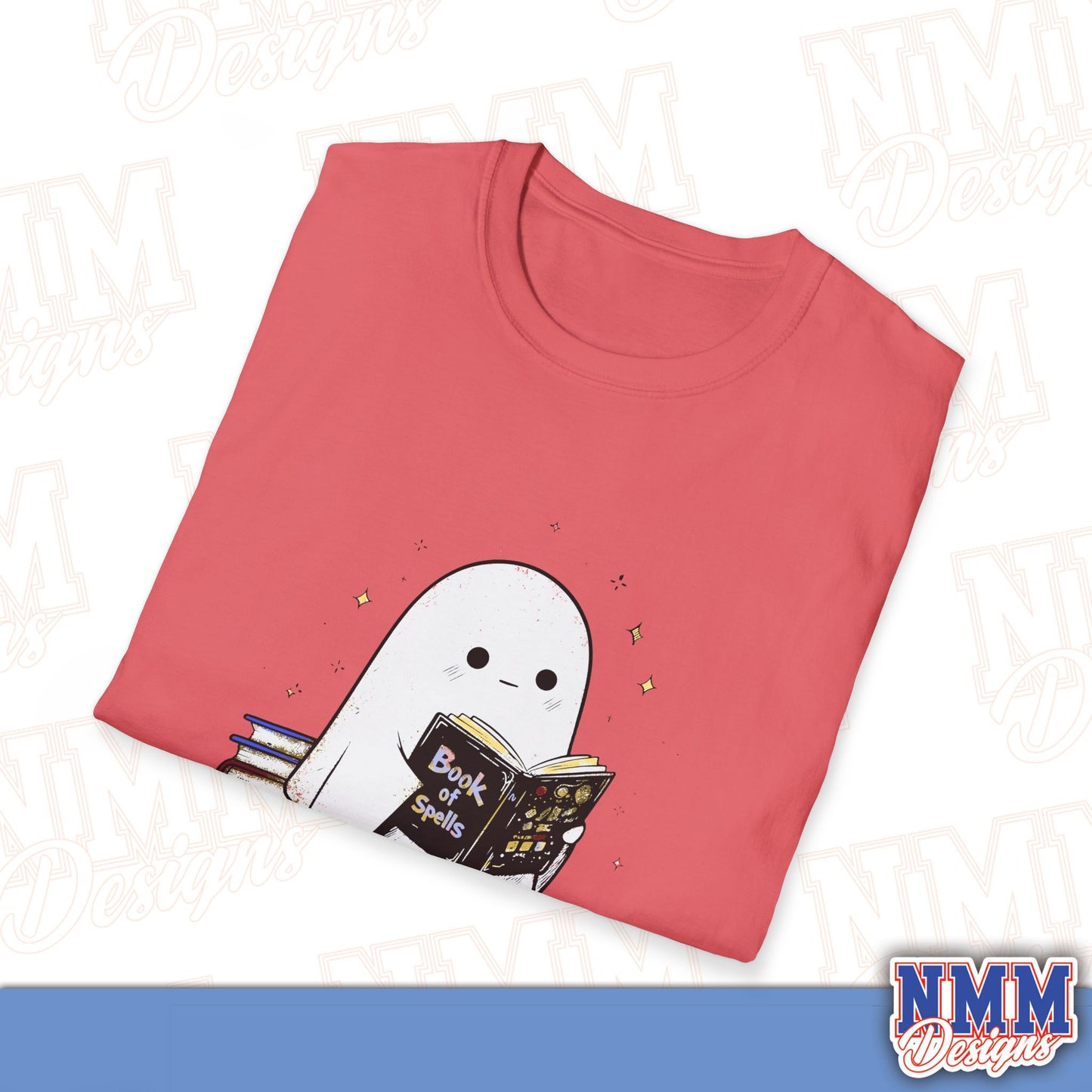 Ghost T-Shirt - Cute Ghost Reading a Book of Spells