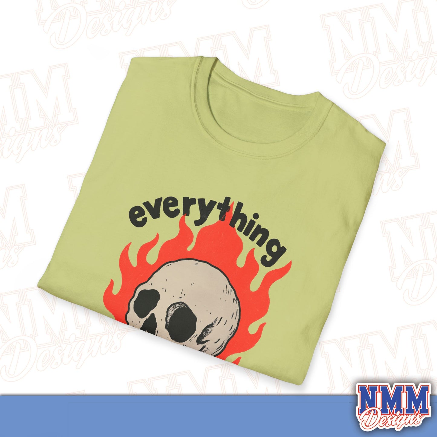Everything is Fine Skull T-Shirt, Unisex Softstyle Tee, Casual Everyday Shirt, Gift for Skulls Lovers, Alternative Fashion Top