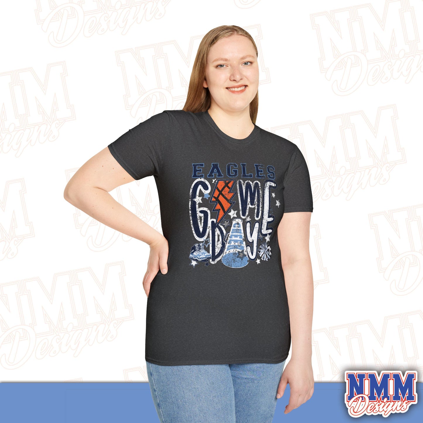 Eagles Game Day T‑Shirt — Vintage Lightning & Football Helmet Fan Tee